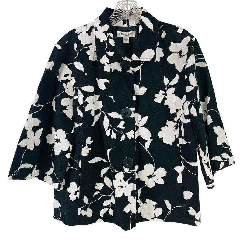 Coldwater Creek Womens Floral Blazer Jacket Size 12